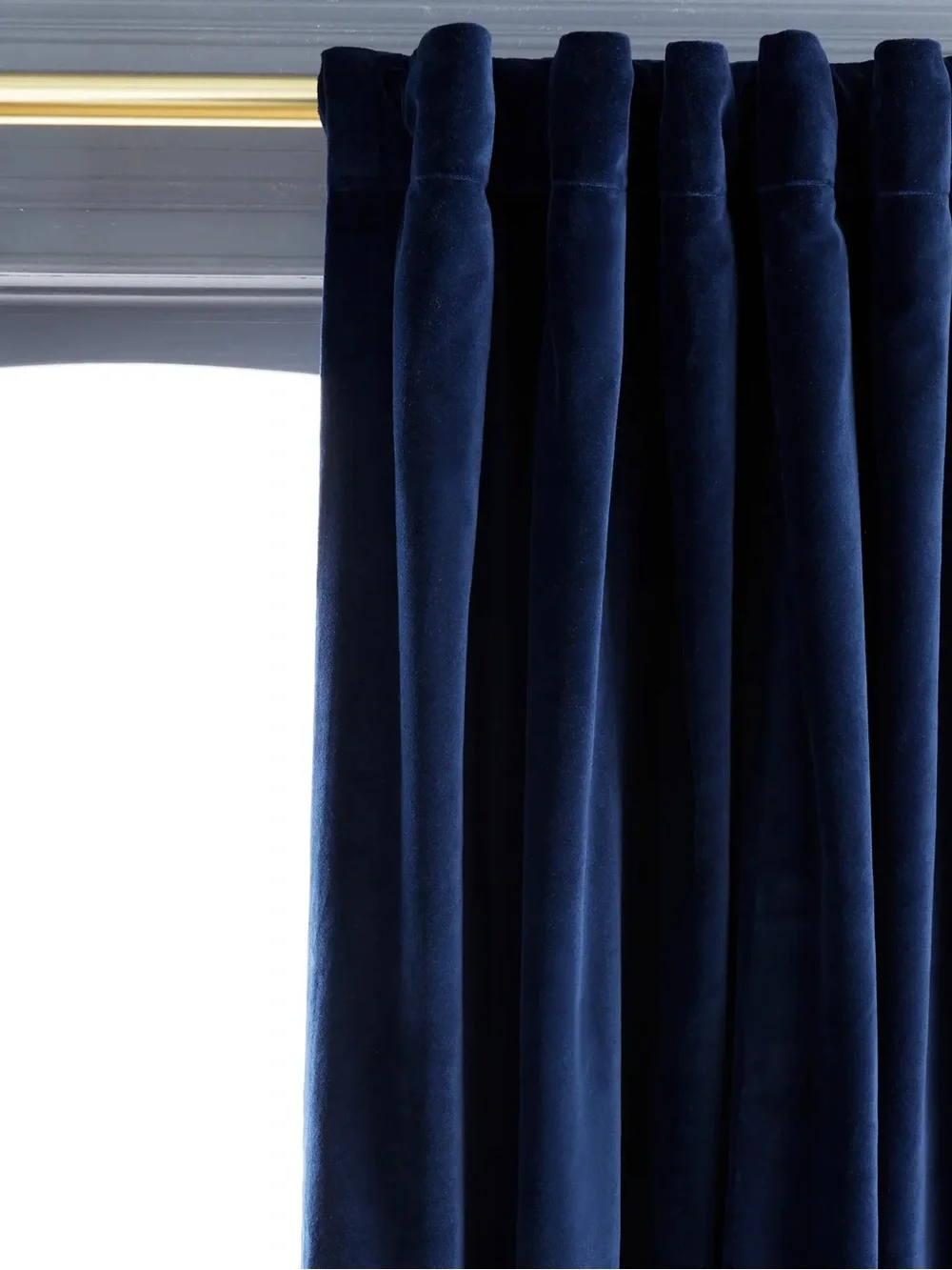 NWT QUINCE Set Of 2 48x96 Cotton Velvet Curtains Navy 9351